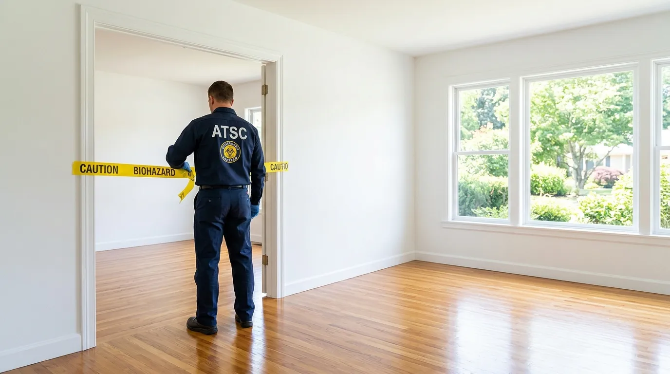 Certified biohazard cleanup crew performing Decomposition Cleanup in Pinewood